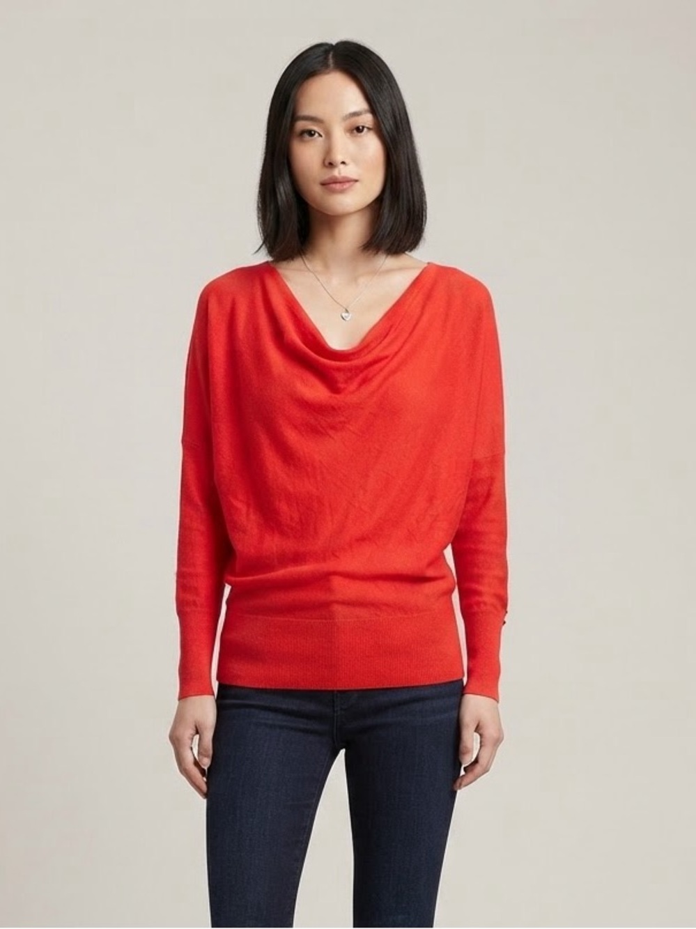 LOFT Bright Red Cowl-Neck Sweater